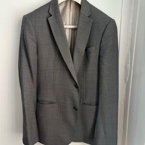 Emporio Armani Men's Black and Gray Patterned Blazer